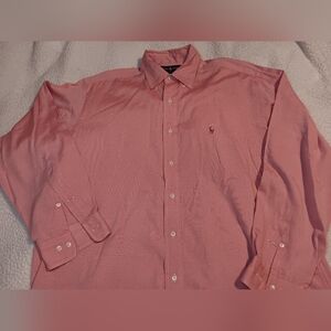 Ralph Lauren Polo Men's Yarmouth Oxford Flesh Pony Pink Shirt 16 1/2  34/35